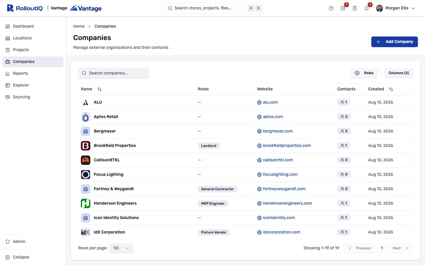 Company directory and vendor management